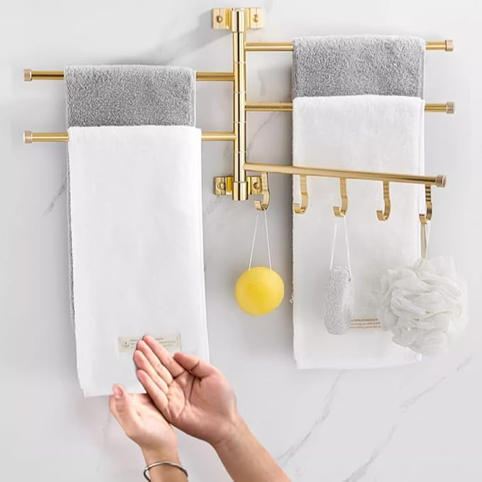 Modern Gold Swivel Towel Rack Bar Rails - Image 4