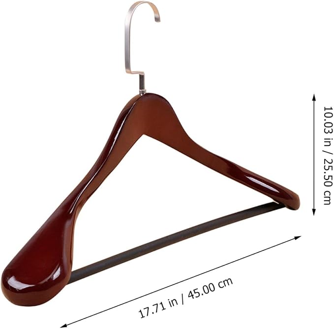 Wide Coat Hanger Thickened Solid Wood Extra Wide Shoulders Non-Slip Brown Suit - Image 2