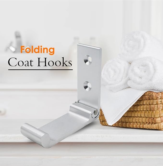 BetterJonny 6 Pcs Folding Coat Hooks, Heavy Duty Foldable Hooks Wall Mounted - Image 2
