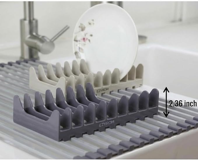 Roll Up Dish Drying Rack Over Sink, Square Aluminum Bar, Rust Resistant - Image 7