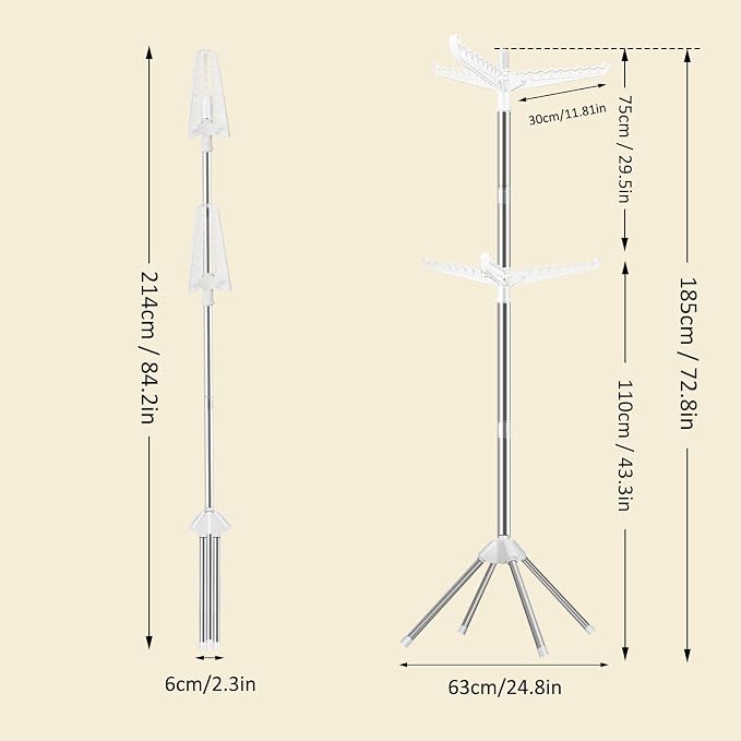 SUYU Clothes Drying Rack, Folding Clothes Drying Tree, 2 Layer - Image 3