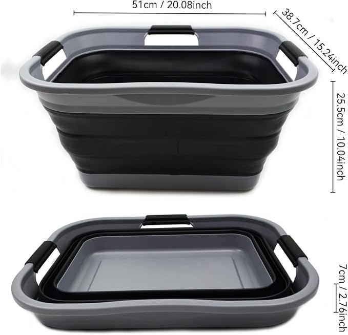 SAMMART Set of 2-30L Collapsible Plastic Laundry Basket - Image 4