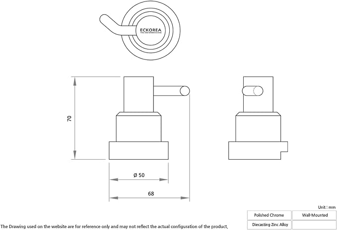 ECKOREA® Polished Chrome Robe & Towel Hook ECK-210O, Durable Zinc Alloy - Image 3