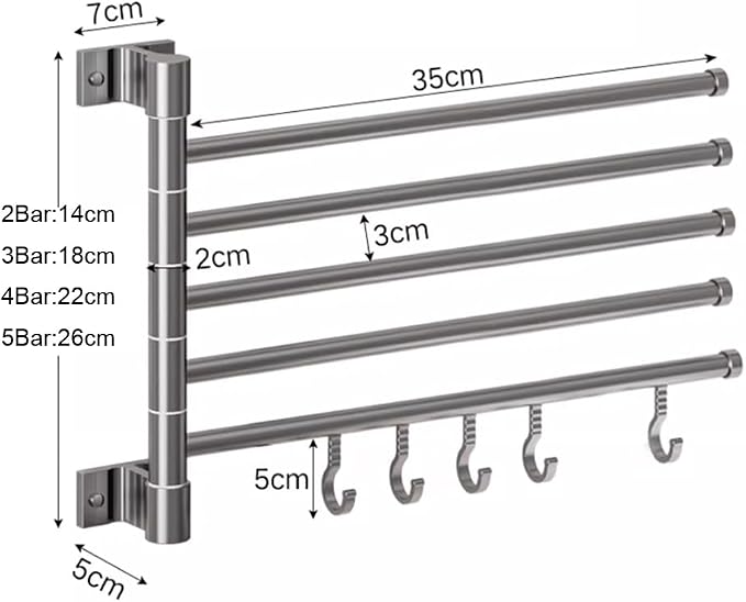 Swing Out Towel Bar Wall Mounted, Towel Rack - Image 4