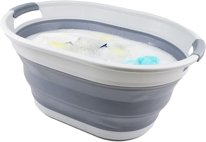 SAMMART 28L Oval Collapsible Plastic Laundry Basket - Image 6