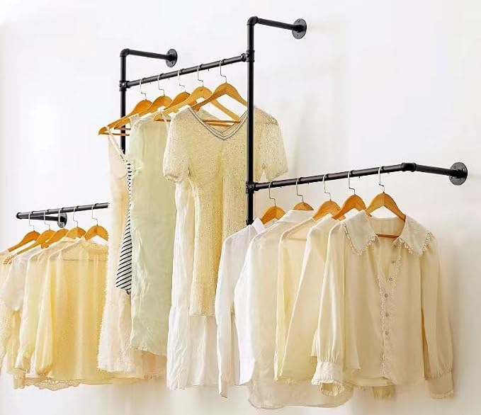 Industrial Pipe Clothing Rack Wall Garment Rack - Image 2