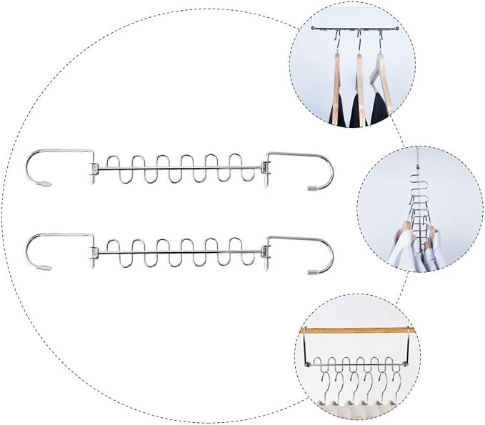 Multi-Hole Metal Clothes Hangers 2Pcs Foldable Clothes Drying Rack Space-Saving - Image 4