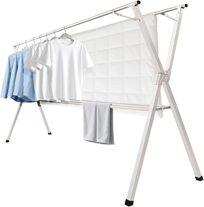 95 inches foldable clothes drying rack, heavy duty stainless steel laundry by shengshi