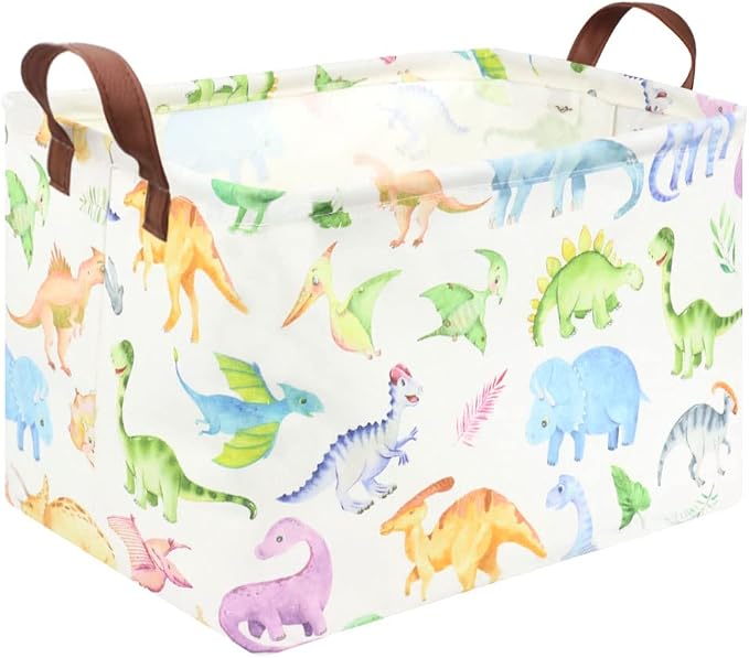Rectangle Dinosaur Basket, Kids Toy Storage Bin, Storage Bins Organizer by FXOCSHE