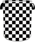 Black and White Checkered Laundry Basket, Checkerboard Laundry Hamper Foldable by SLHFDKL