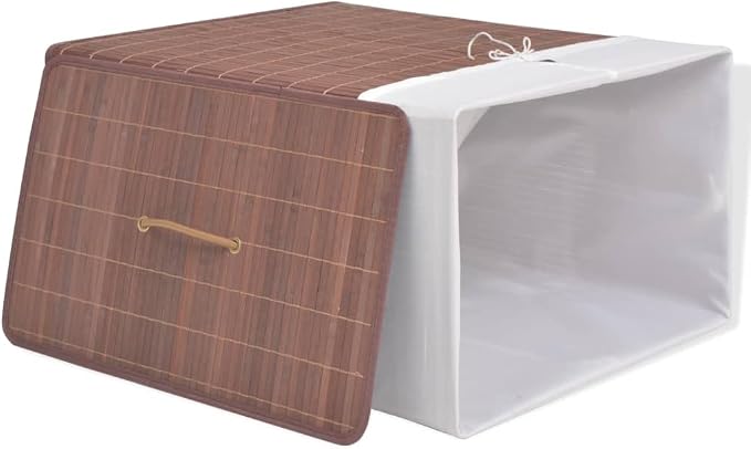 Laundry Bin Brown, Rectangular, Lightweight, Removable Liner, - Image 3