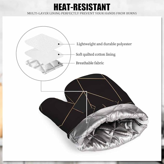 Mxocom Golden Line Polygonal Oven Mitt and Pot Holder - Image 5