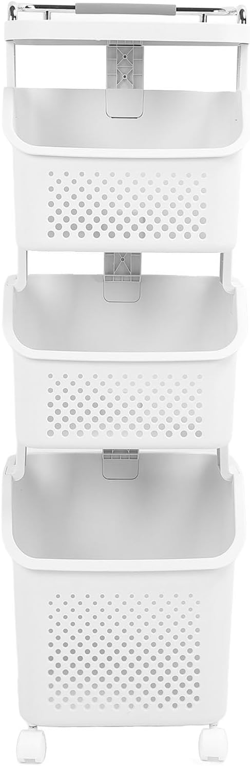 Bathroom Laundry Basket Cart, Stackable Rolling Laundry Hamper - Image 5