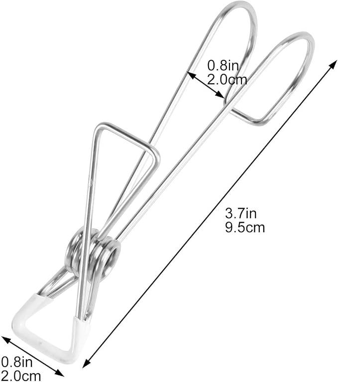 10pcs Stainless Steel Spring Hook Clothes Clips Non-Slip Large Laundry Pins - Image 2