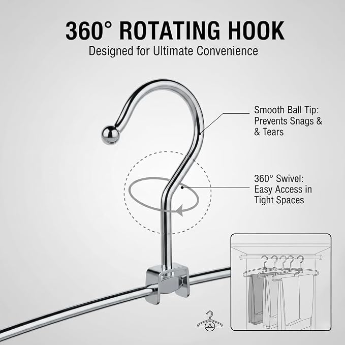 2-Pack Stainless Steel Pants Hangers, 5-Tier Space Saving Closet Organizer - Image 6