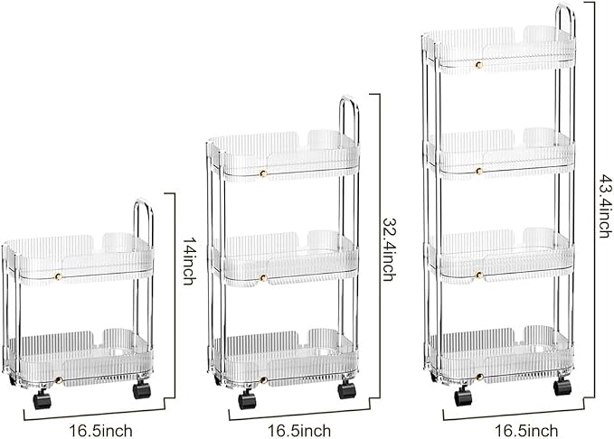 2/3/4 Tier Storage Trolley, Mobile Slim Rolling Utility Cart - Image 7