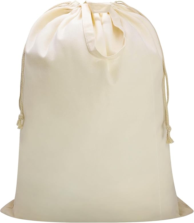 Canvas Laundry Bag with Handles & Drawstring Closure 30”Wx35"H, Thick Canvas by CALACH