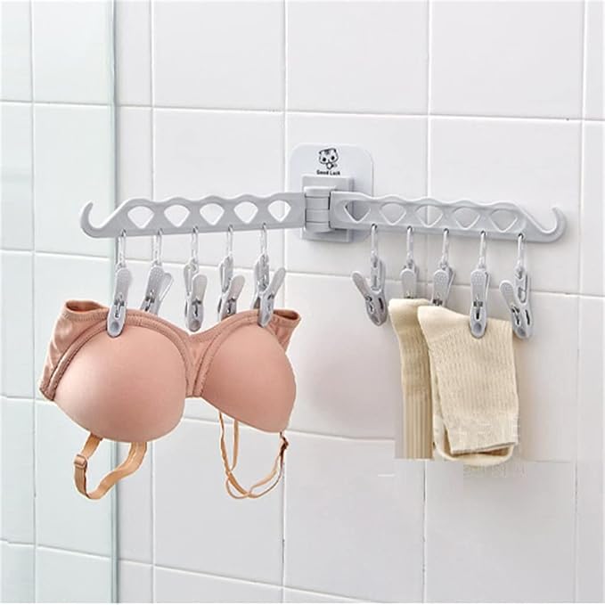 Bathroom Balcony Clothes Clip Multi-Functional rotatable Folding Wall - Image 3