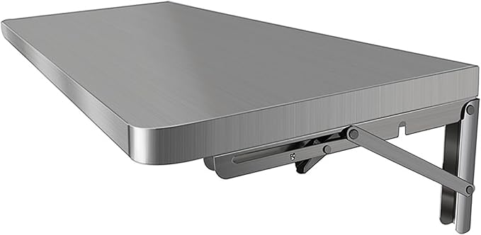 Drop Leaf Stainless Steel Wall Mounted Folding Desk by Unknown