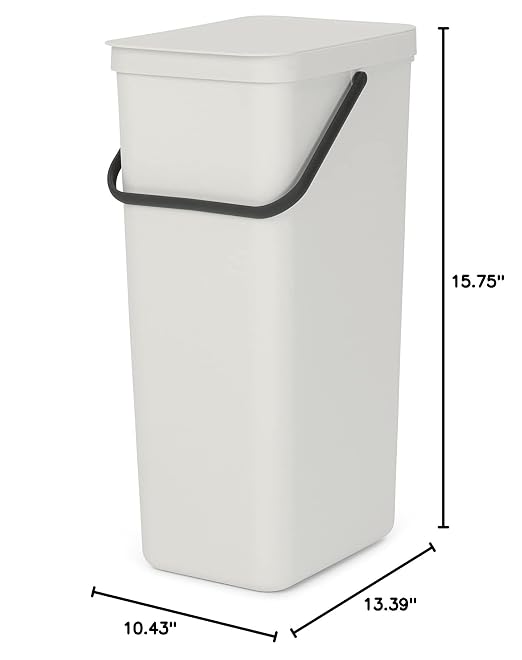 Brabantia Sort & Go Kitchen Recycling Bin | L / 10.6 Gal / 40L | Light Gray | - Image 5