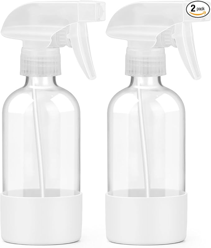 2 Pack Glass Spray Bottles 8 oz, Empty Refillable Containers by Worldgsb