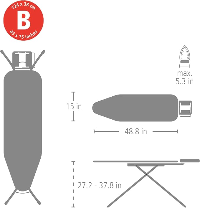 Brabantia Size B Ironing Board 7 Height Options, Adjustable Steam Iron Rest - Image 6