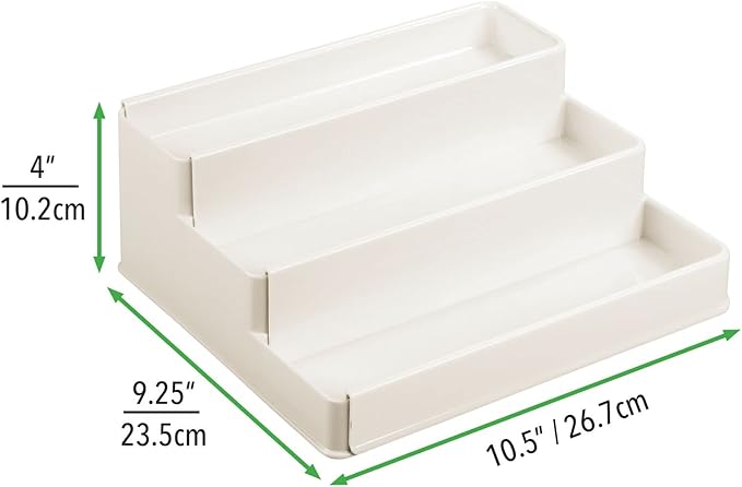 mDesign Plastic Expandable 3-Tier Shelf Rack Organizer - Image 3