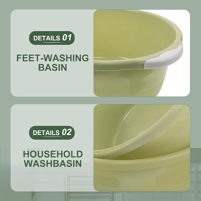 2 Pack Plastic Wash Basin for Foot & Face | Stackable Tub Bucket for Kitchen - Image 6