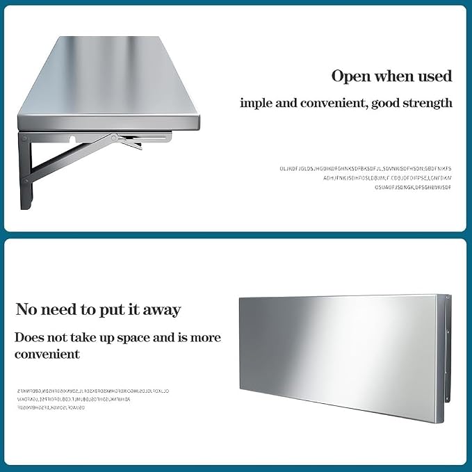 Wall Mount Kitchen Folding Table 304 Stainless Steel Fold Down Desk - Image 6