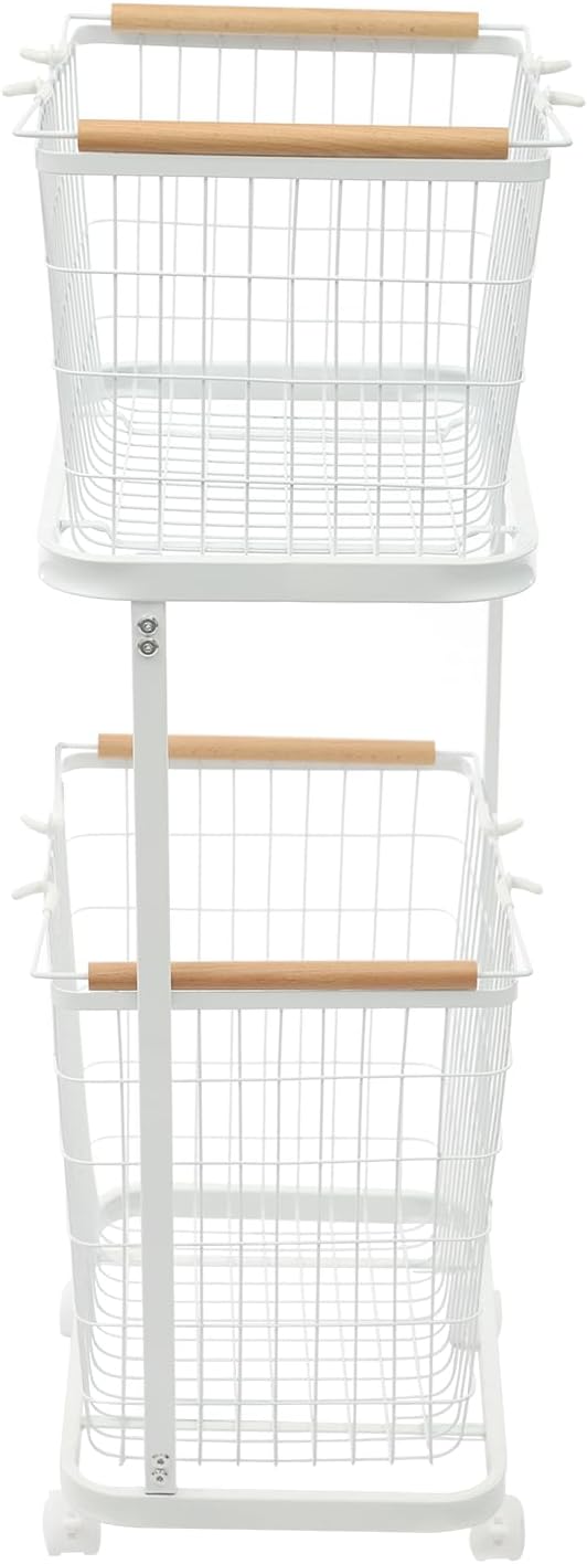 2 Tier Laundry Basket, Removable Metal Wire Laundry Cart - Image 5