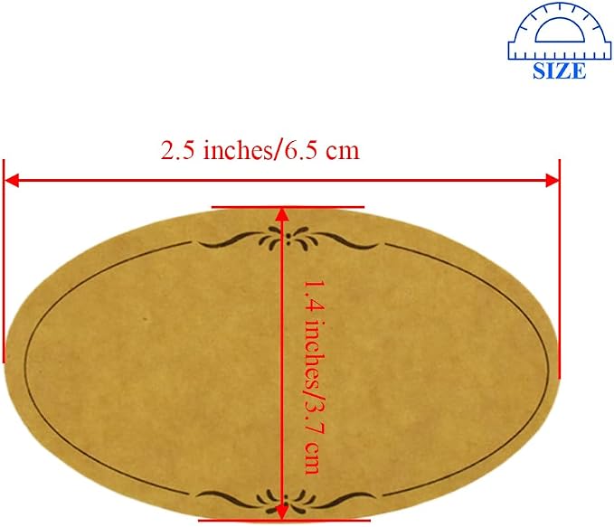 HAHIYO 1.4 * 2.5In 500P Oval Brown Kraft Stickers - Image 2