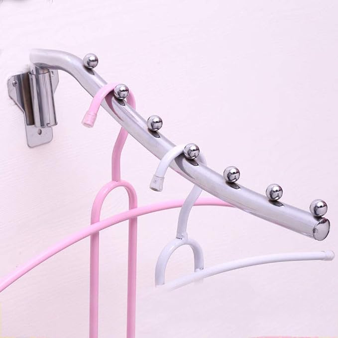 Space Saving Wall Mounted Clothes Rack, Stainless Steel, 7 Hooks, 40 CM - Image 5