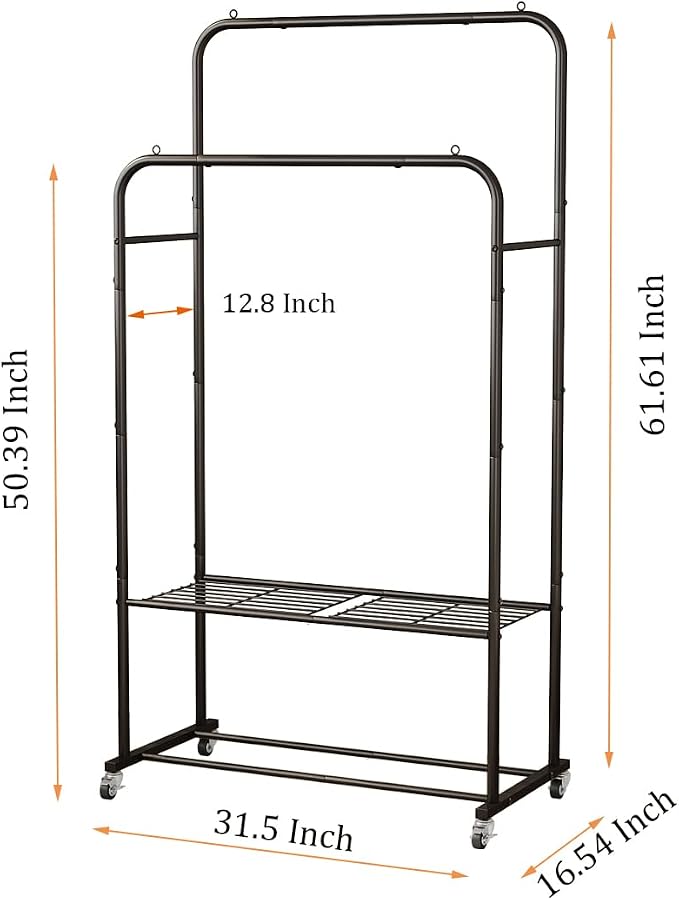SUOERNUO Clothes Rack with Wheels Garment Rack - Image 5