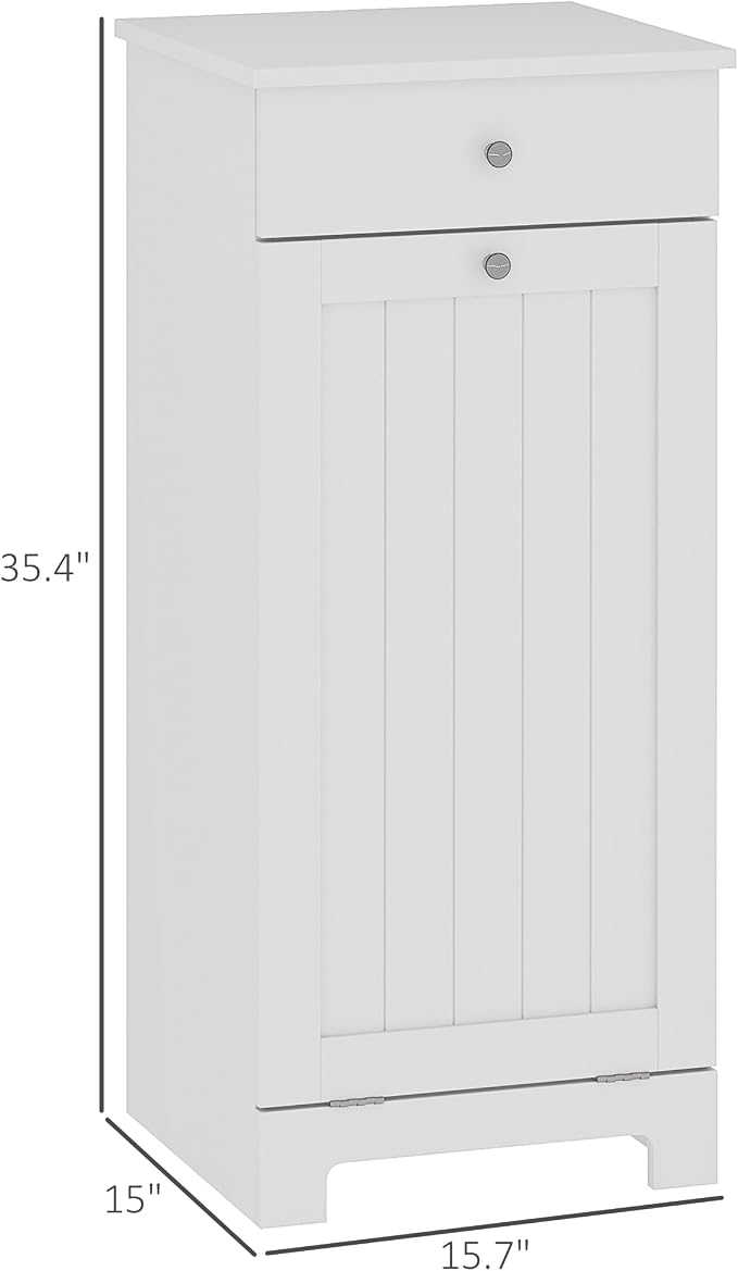 HOMCOM Laundry Cabinet with Removable Basket, Tilt Out Laundry Hamper with - Image 3