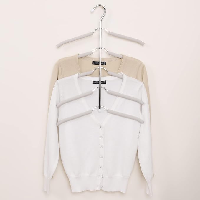 3 Pack 5 in 1 Space Saving Clothes Hangers Chrome and Foam Blouse Tree Hangers - Image 5
