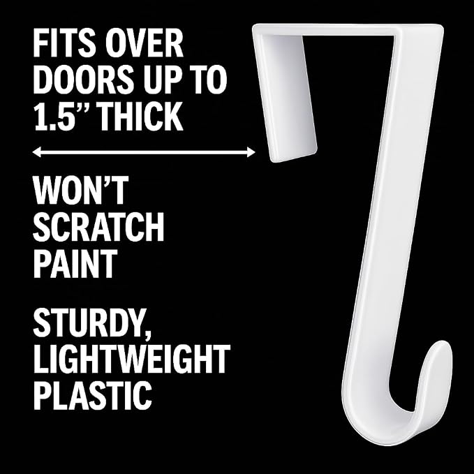 Dependable Industries inc. Essentials Over The Door Hooks – 4 Pack White - Image 3