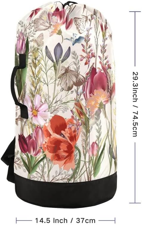 VIGTRO Laundry Bag Backpack Hamper Basket Large Heavy Duty Summer Flower Plant - Image 4
