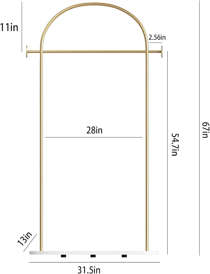 TIEOU Metal Gold Coat Rack, Freestanding Entryway Stand, Hat Coat Hanger - Image 3