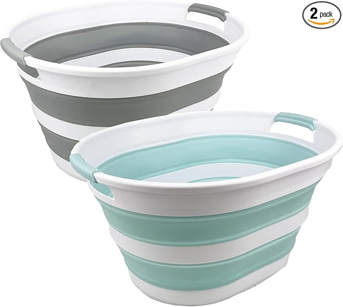 SAMMART 23L Set of 2 Collapsible Plastic Laundry Basket by SAMMART