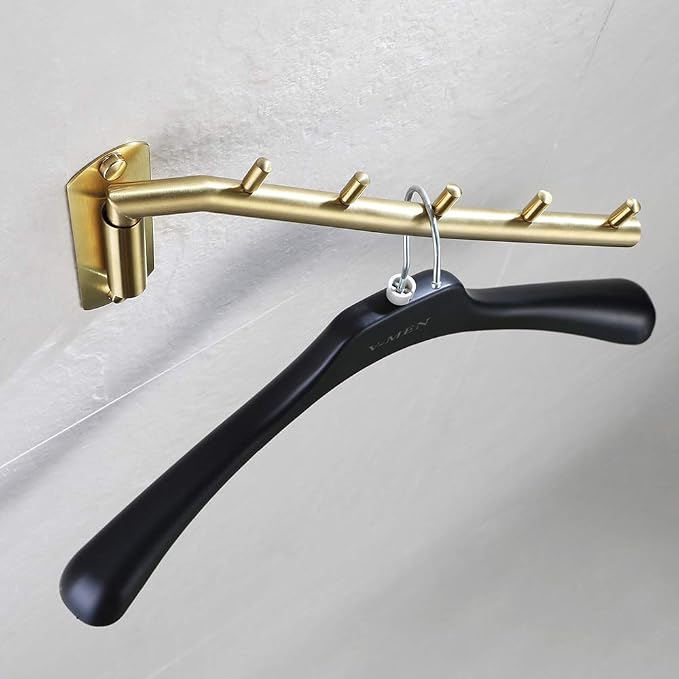 JQK Folding Clothes Hanger Rack, Stainless Steel Swing Arm Hook Holder - Image 5