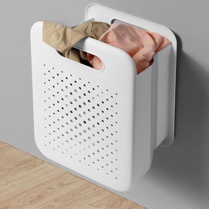 Large Collapsible Laundry Basket, Space-Saving Wall-Mounted Hamper Organizer by Goderewild