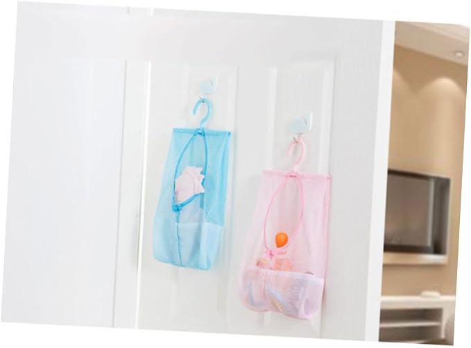 2pcs Bathroom Organizer Mesh Laundry Bag Shower Basket Clothesline Hanger Dry - Image 3