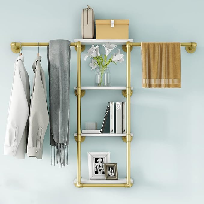 Wall Mounted Pipe Clothing Rack - Image 4