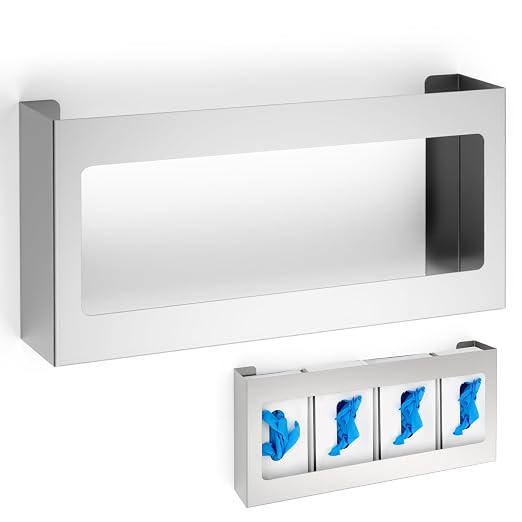 Blulu 1 Pack Glove Box Holder/Dispenser Stainless Steel Quad Wall Mounted Glove by Blulu