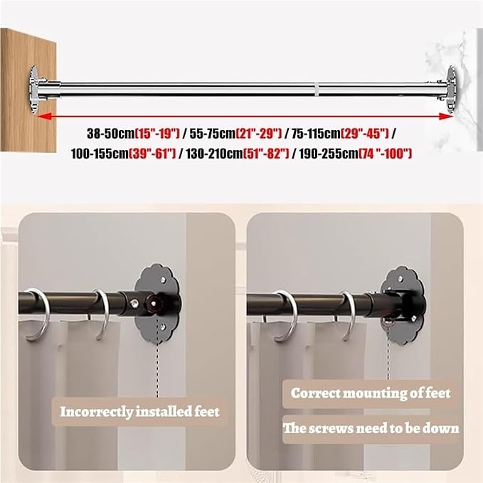 Angled Wall Closet Rod Bracket Adjustable Corner Garment Rod, Stainless Support - Image 7