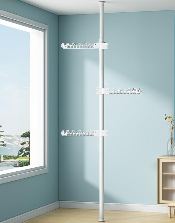 3-Tier Clothes Drying Rack Adjustable Coat Hanger Garment Stand Floor to by LIYIVNAA