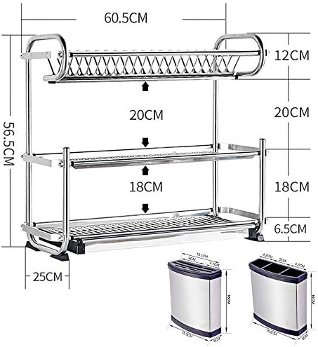 304 Stainless Steel Drain Rack countertop Wall Hanging Drying Tableware Dishes - Image 9