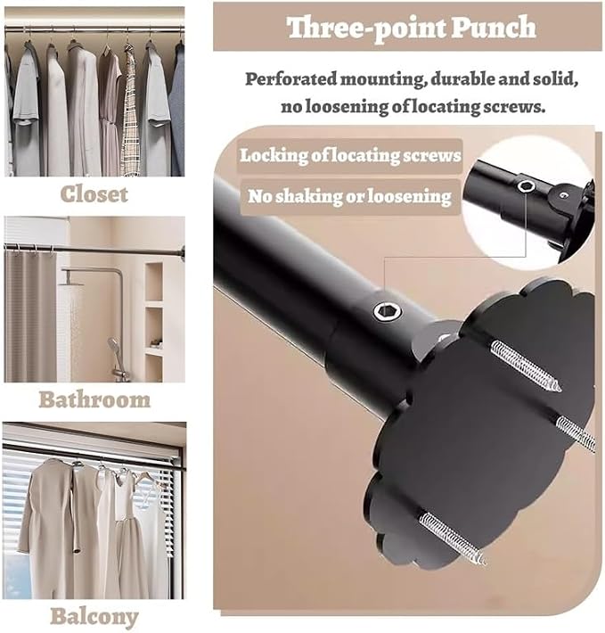 Angled Wall Closet Rod Bracket Adjustable Corner Garment Rod, Stainless Support - Image 2