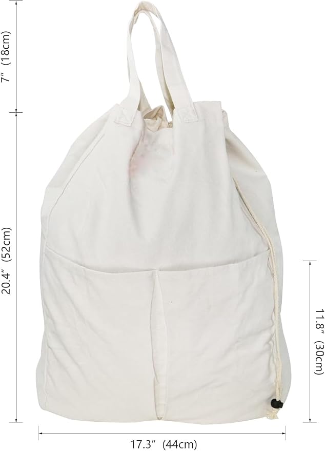 Pack of 2, 100% Breathable Cotton Canvas Laundry Backpack - Image 2
