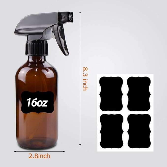 Wedama Amber Glass Spray Bottles, 2 Pack 16 oz Glass Spray Bottles - Image 5